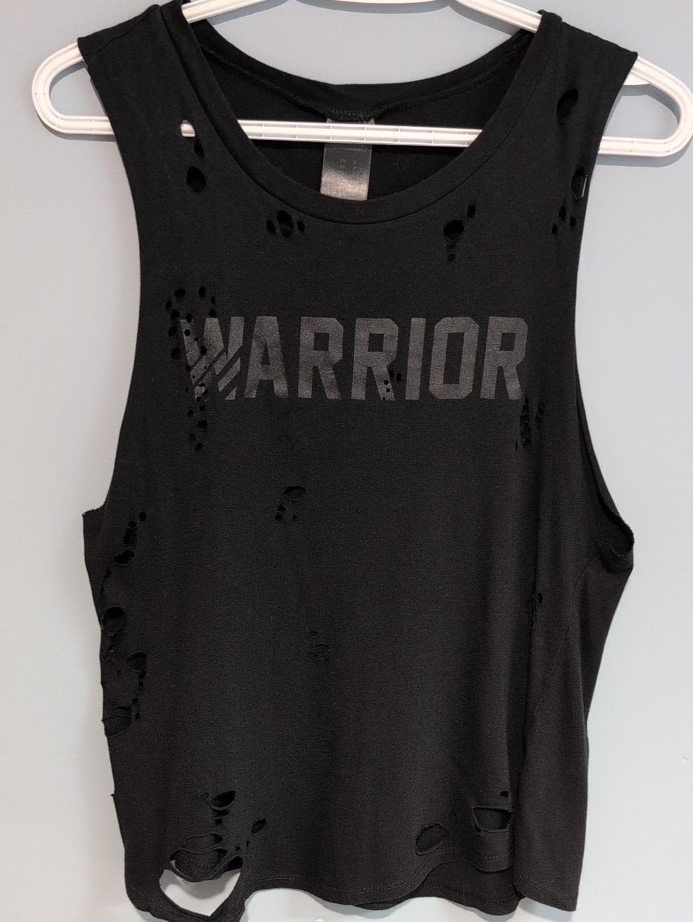 Infinite Performance Black 'Warrior' Distressed Muscle Tank Top Size Small